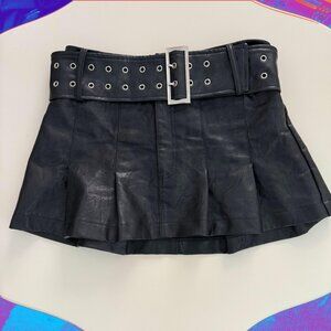Princess Polly Pleated Leather Mini Skirt
